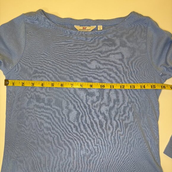 Vineyard Vines Womens Round Neck Long Sleeves Top Sz Small Blue Pima Modal Blend - Picture 5 of 7